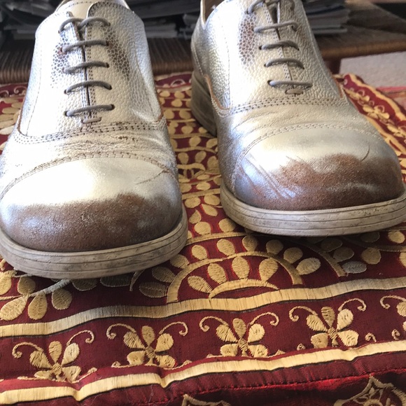 Diesel Silver Leather Men’s Oxford size 10.5 / 44 - Picture 4 of 9
